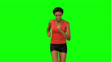 woman jogging on green screen
