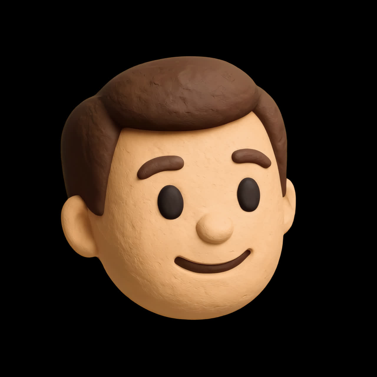 3D smiling emoji face animation isolated asset, transparent 4K video, alpha channel, ProRes 4444