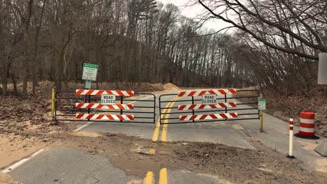 tracking along the road closed for winter