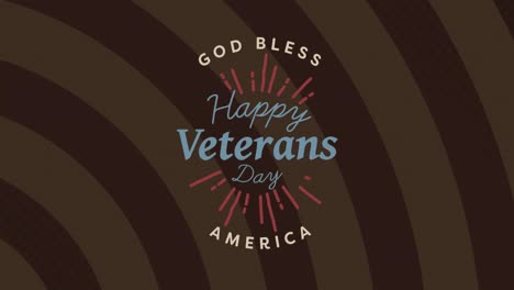 animation of veterans day text over brown stripes