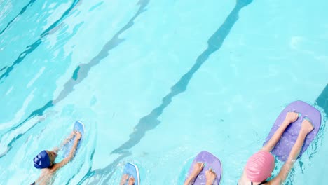 students swimming in the pool