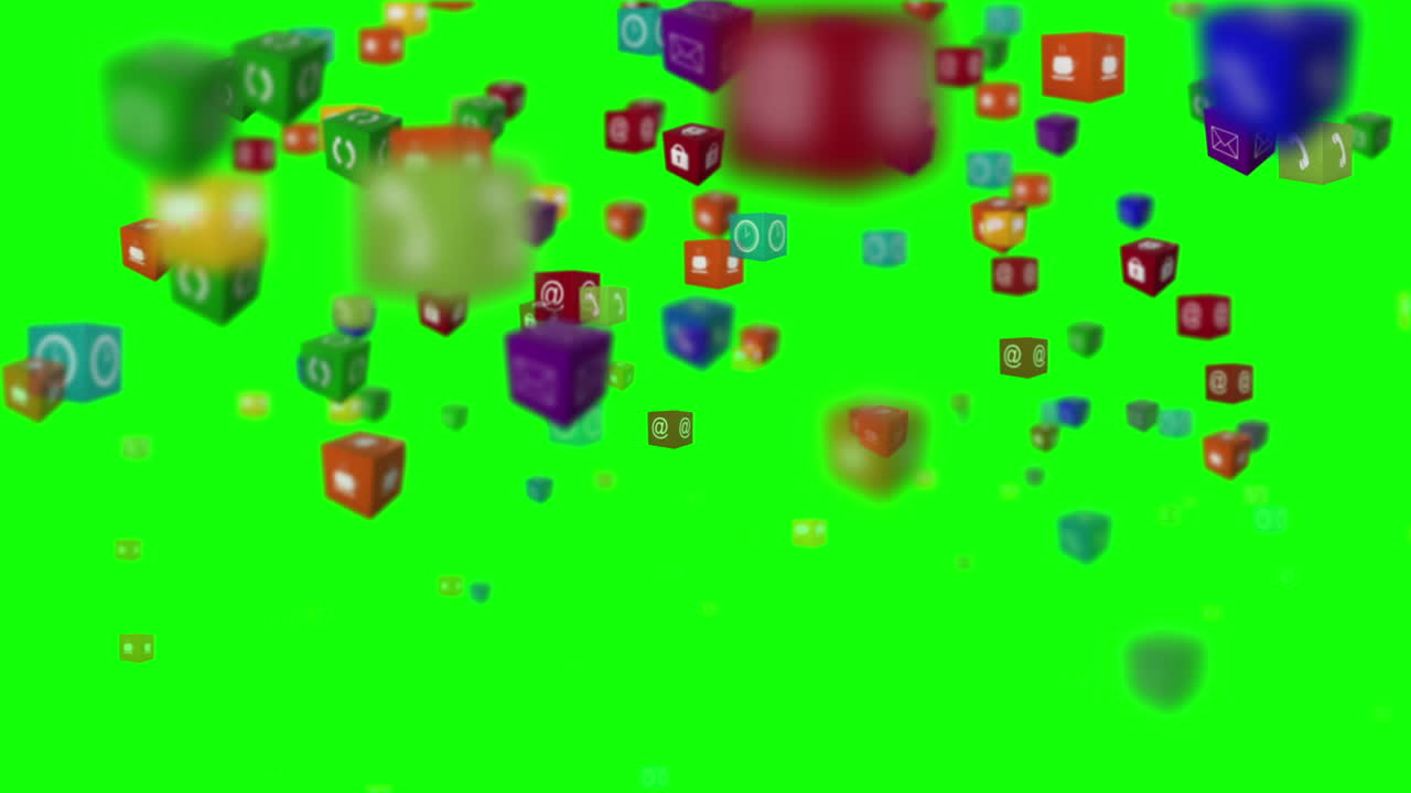 Computer app icons floating up