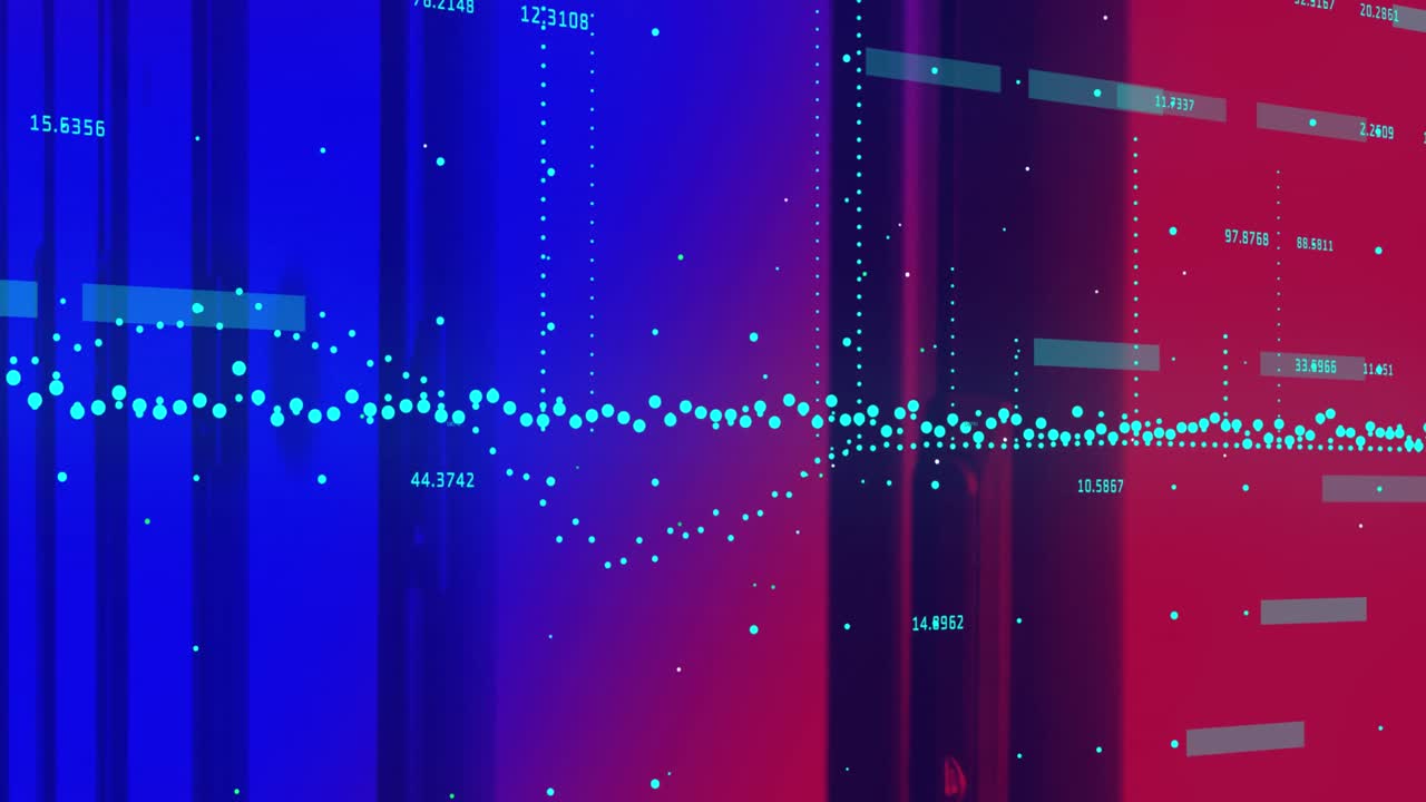 Animation of data processing on blue background