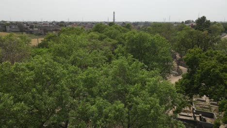 drone view of muslim cemeteries and graves in pakistan