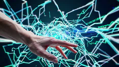 hand interacting with a digital network map