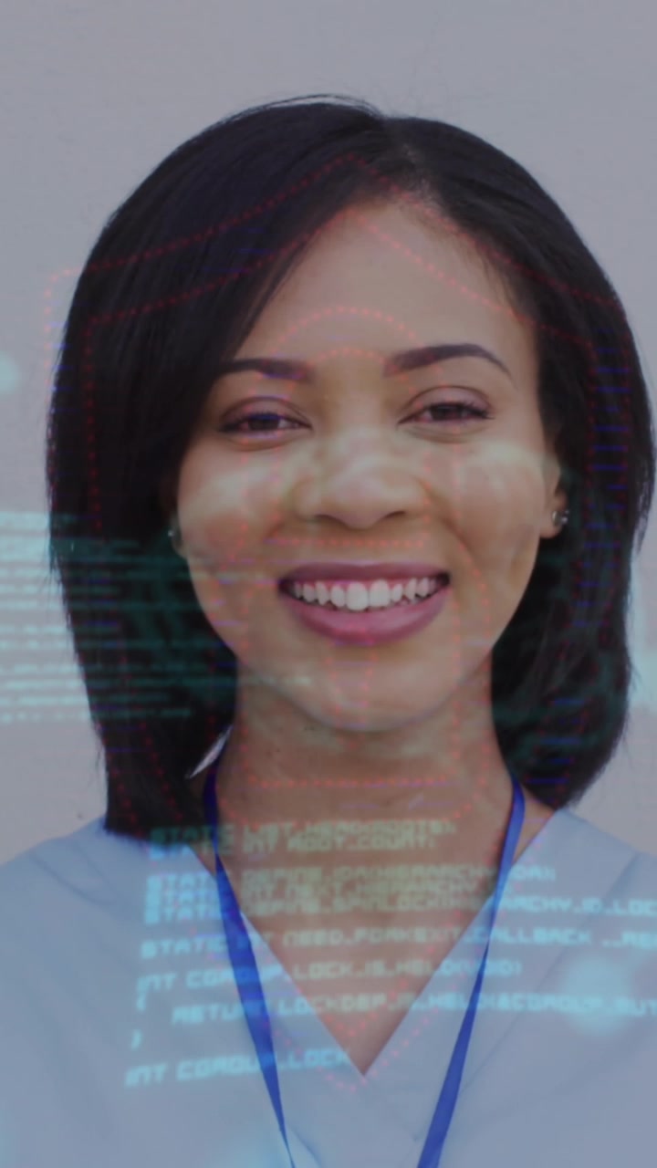 Animazione di formula chimica ed elaborazione dati su una dottoressa.