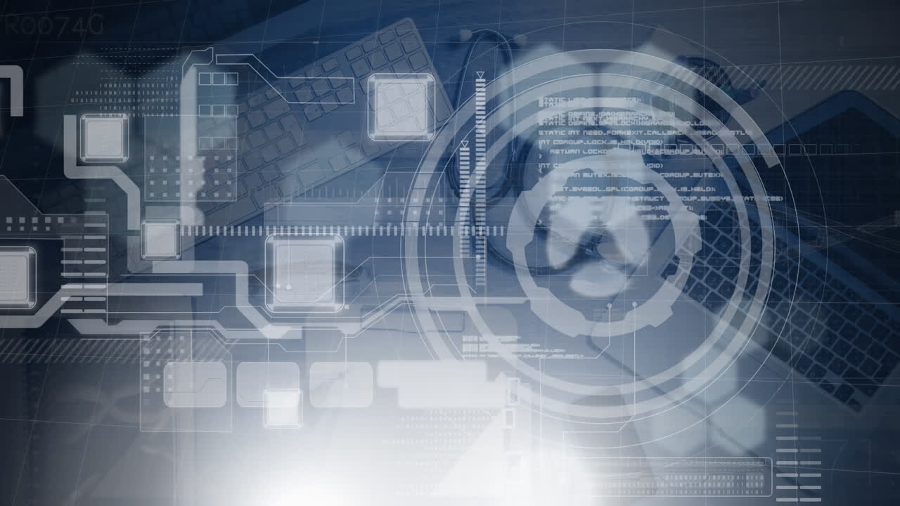 디지털 애니메이션은 의료 데이터와 글로벌 과학 기술 개념을 보여줍니다.