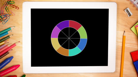 circle with colours displayed on tablet