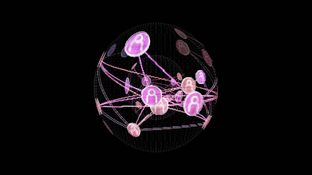 animación de la red de conexiones con las personas iconos en todo el mundo sobre fondo negro