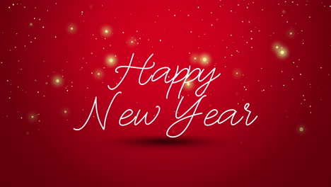 animated close up happy new year text on red background