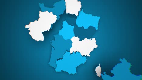 motion graphics animated map of france forming - blue