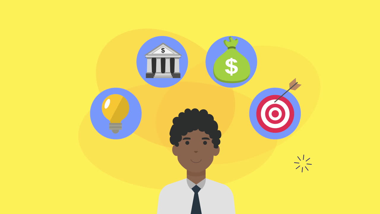 businessman with social media marketing animation