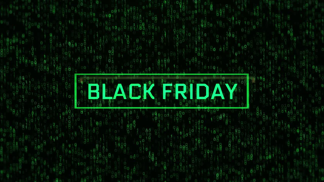 BLACK FRIDAY concept Computer Binary Background. BLACK FRIDAY text over Binary Code and Matrix Background