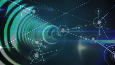 animation of network of connections with icons over tunnel