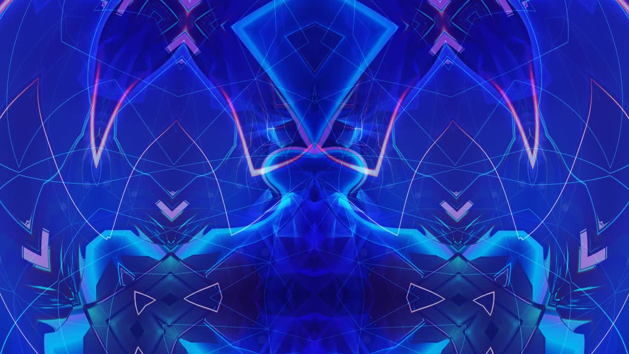 Pretty Geometric Blue Fractal Shapes Rotate in Spherical Projection - 4K Seamless Loop Motion Background Animation