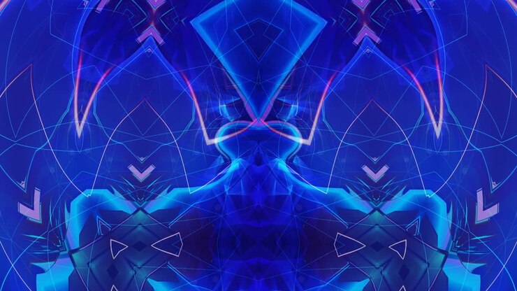 Pretty Geometric Blue Fractal Shapes Rotate in Spherical Projection - 4K Seamless Loop Motion Background Animation