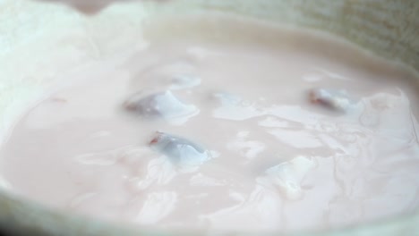 yogur fresco en un tazón en la mesa