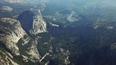 aerial shot of yosemite falls, a beautiful waterfall in yosemite national park