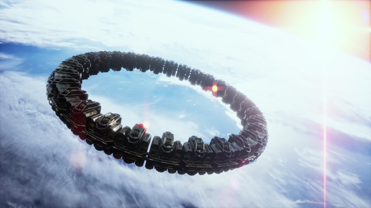 Unidentified alien spaceship flying near Earth elements furnished by NASA