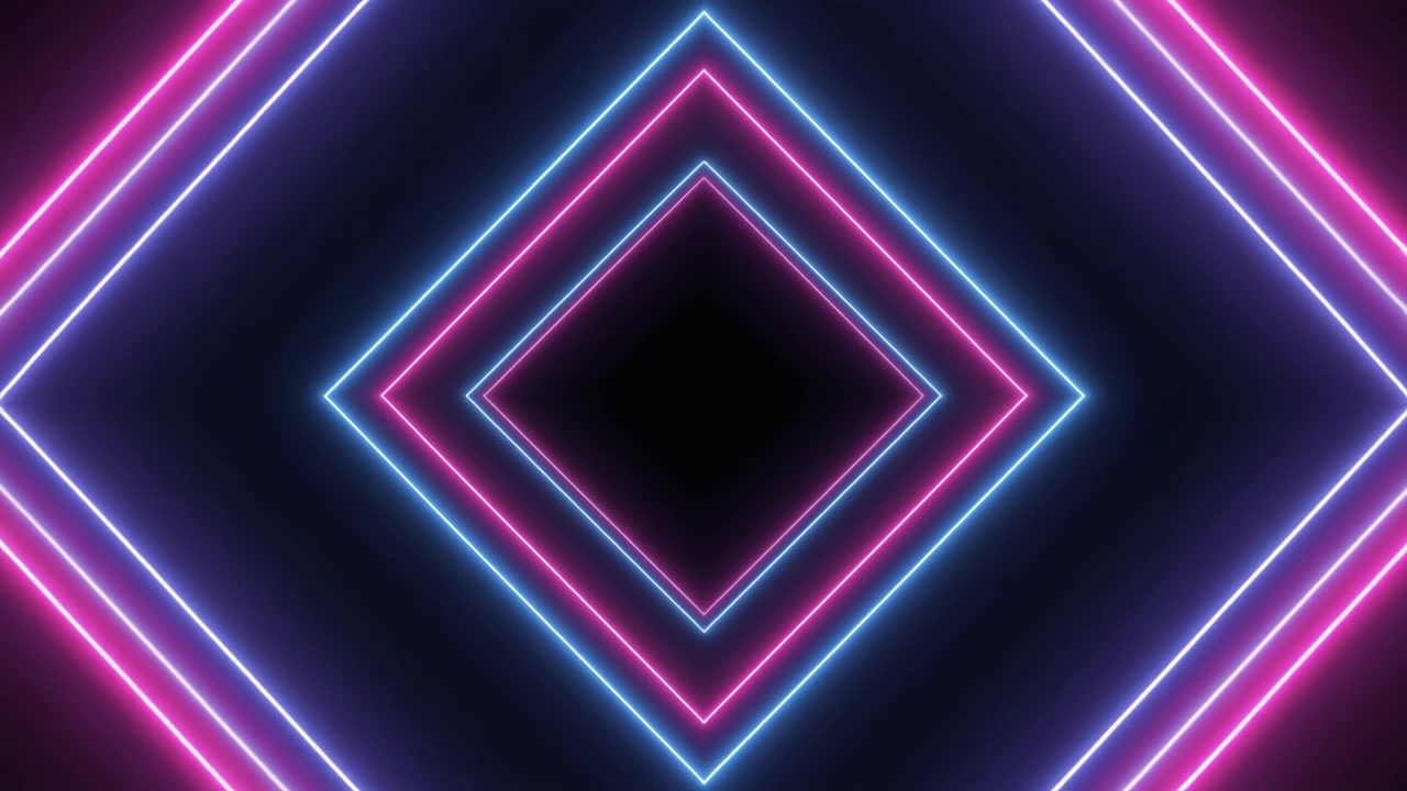 Tunnel Astratto di Rombi Neon con Luce Pulsante Rosa e Blu
