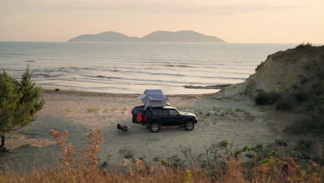 camping car on a beach in albania