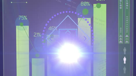 Animation-of-light-moving-over-processing-circle-on-scientific-graph-and-data