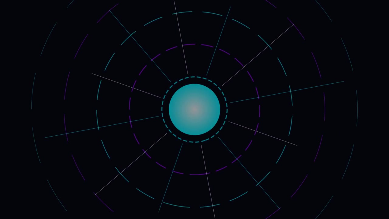 Abstract Digital Circular Interface Expanding and Fading on Dark Background
