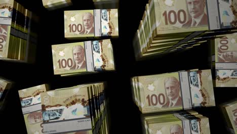 vuelo sobre el dólar canadiense dinero billetes paquetes de animación de bucle