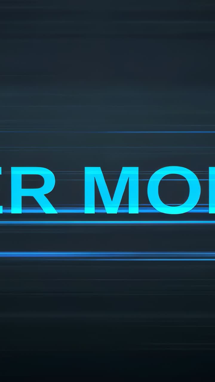 Vertical video: Cyan streak sweeping left revealing R MON on dark, neon lines, flare for title