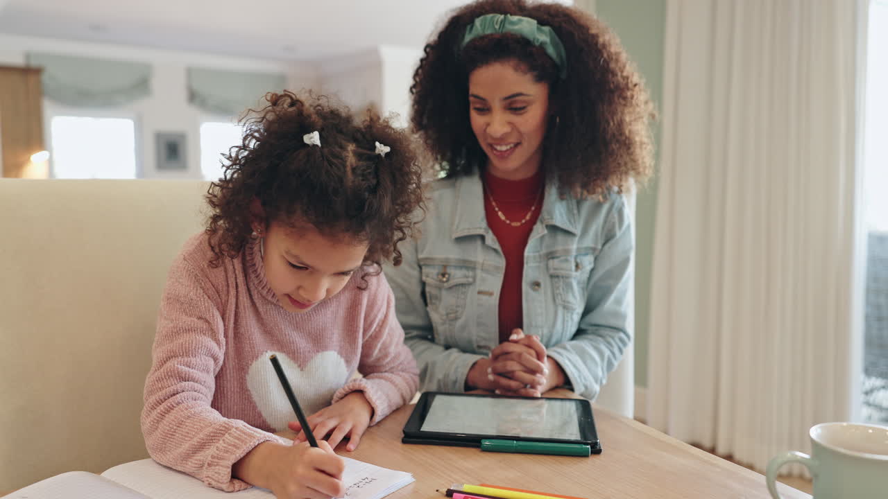 madre ayudando a su hija con los deberes