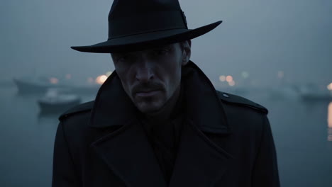 detective on the dock at night