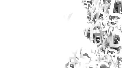 a collection of letters slow moving randomly on an isolated white background