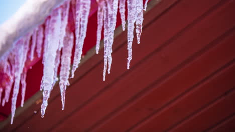 timelapse of ice chips created by the cold dripping water