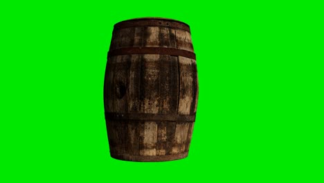 wooden barrel for wine or beer at green chromakey background