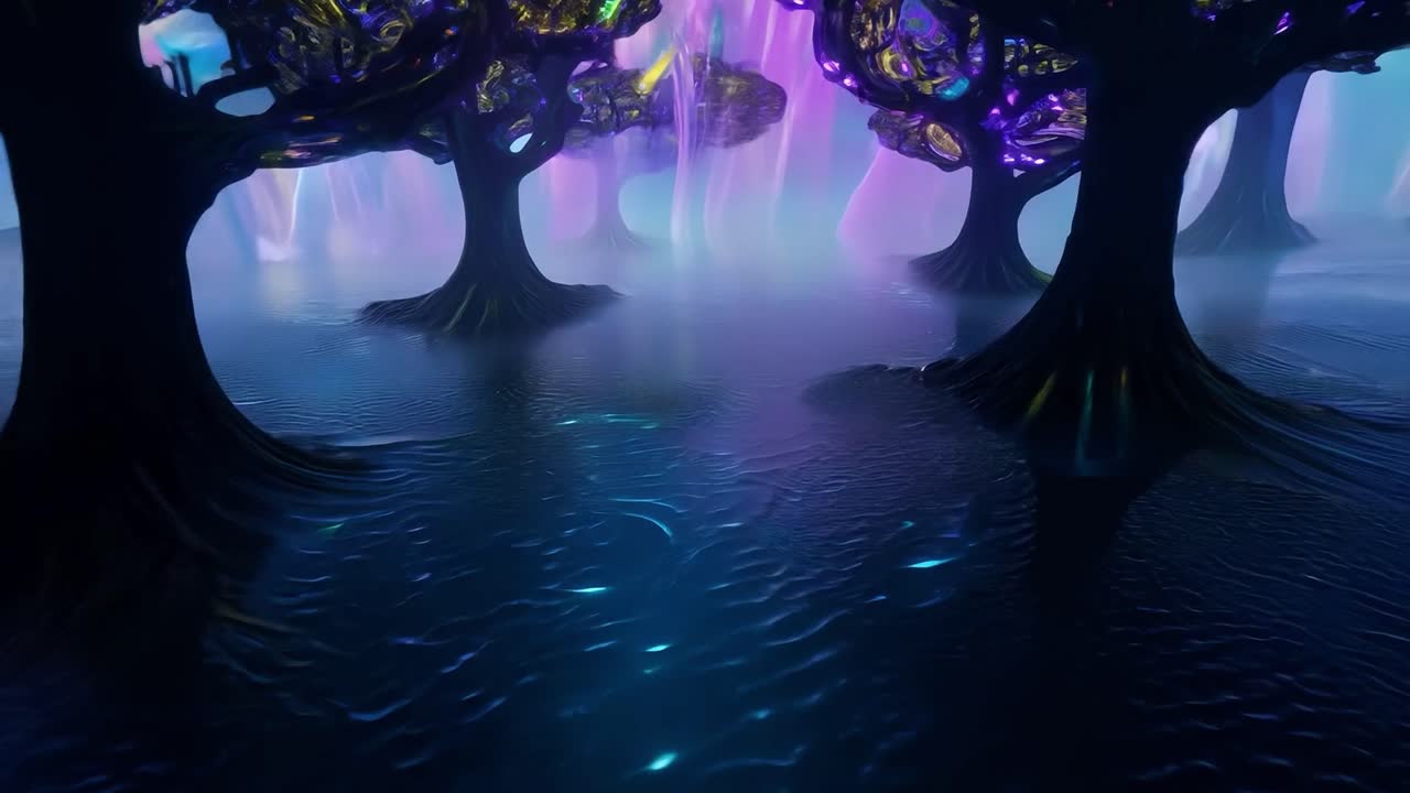 Glowing Trees in a Fantasy Forest