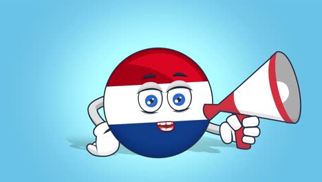 만화 아이콘 발 네덜란드 네덜란드 메가폰 스피커 얼굴 애니메이션과 알파 매트