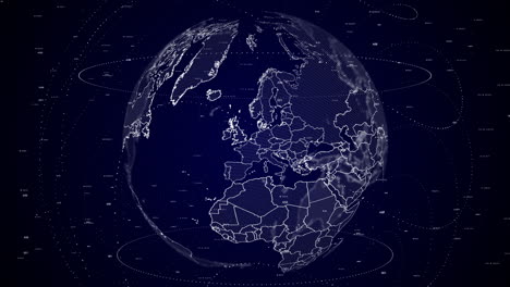 digital-globe-rotating,-zooming-in-on-Luxembourg-country