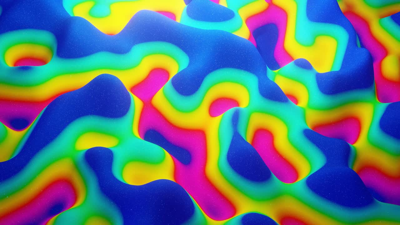 patrón ondulado abstracto en una superficie brillante y brillante, color arco iris de gradiente líquido, ondas en el fluido de pintura en animación suave. brillo en líquido viscoso 3d. retroceso creativo