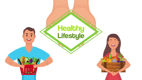 couple with vegan food healthy life style