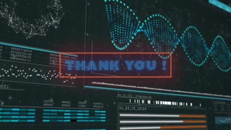 Animation-of-thank-you-text-over-digital-interface