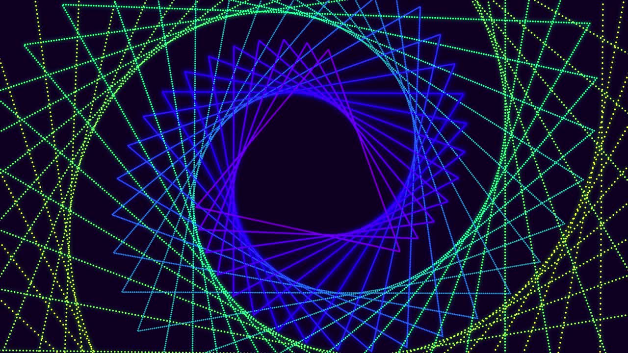 Running or shifting lights. 3d abstract bg with glow particles or leds. Particles or dots with neon light, form surface of 3d object. Bright creative motion design bg. Luma matte as alpha channel.