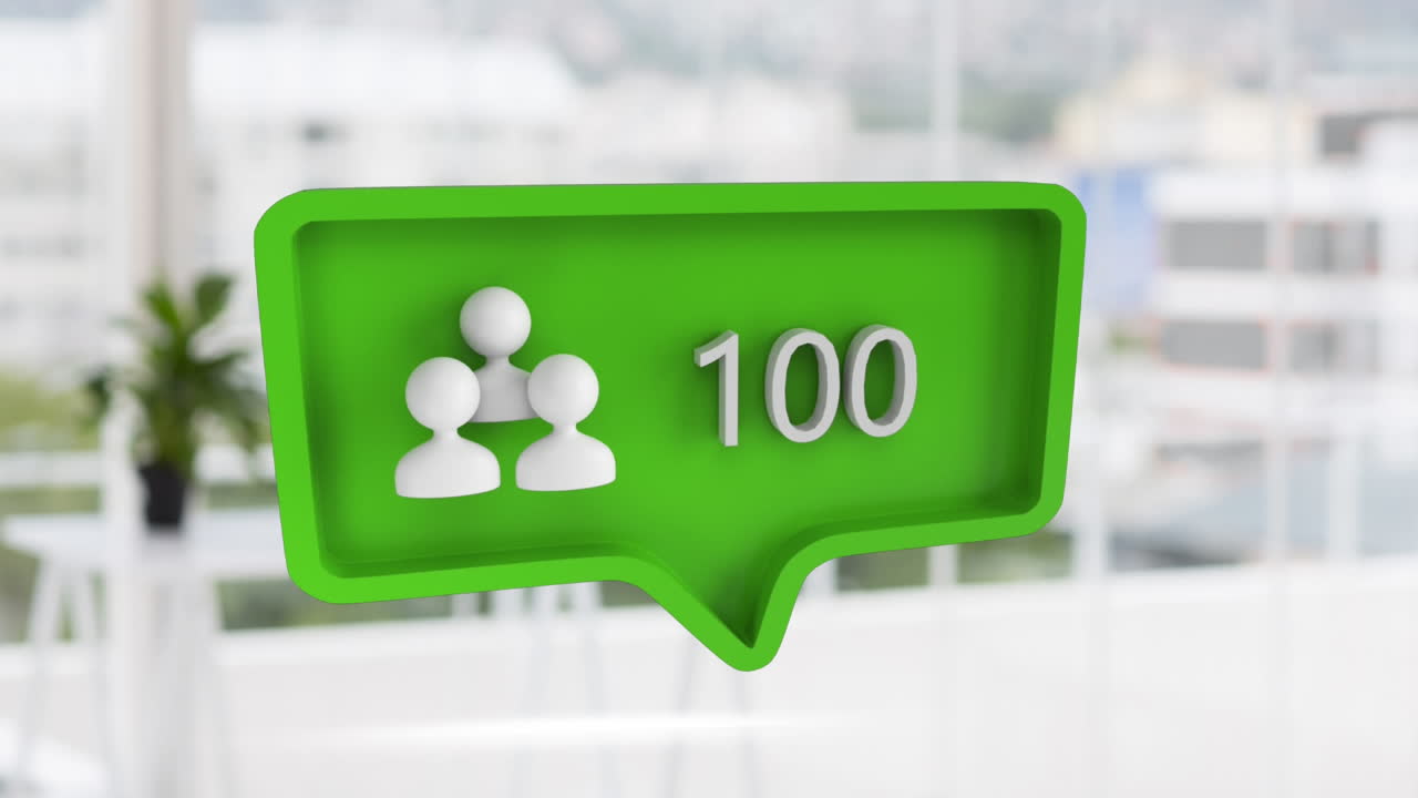 A room and profile icons for social media