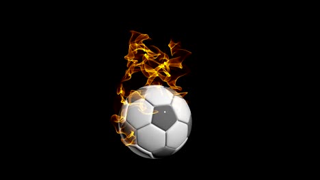 rotating soccer ball on a black background, video loop, with alpha channel