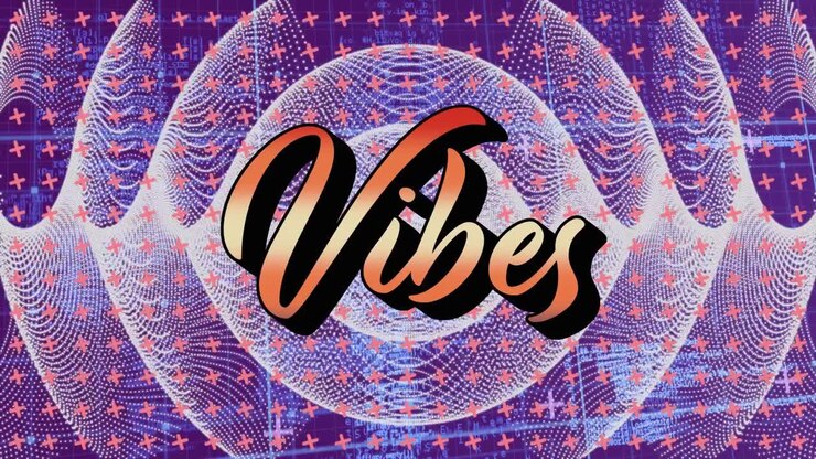 Animace textu 'Vibes' přes tvary