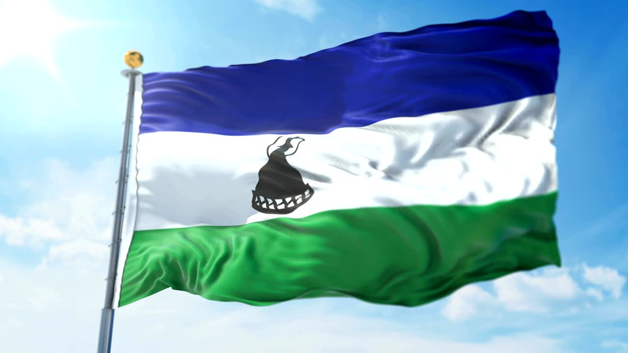 레소토 발의 3d 렌더링 영상: 아름다운 섬유 천의 줄이 흔들리고 있습니다.