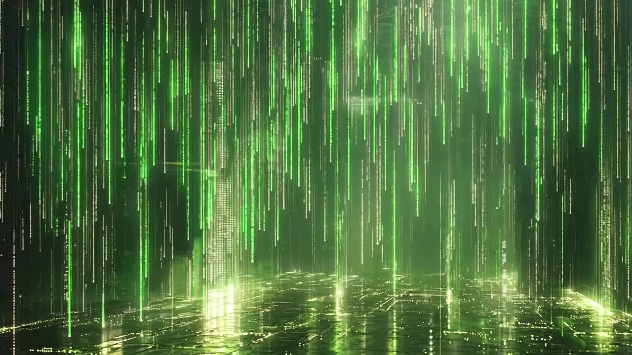A green room with a lot of green lights and a lot of green walls. The room is very bright and it looks like it is from a sci-fi movie