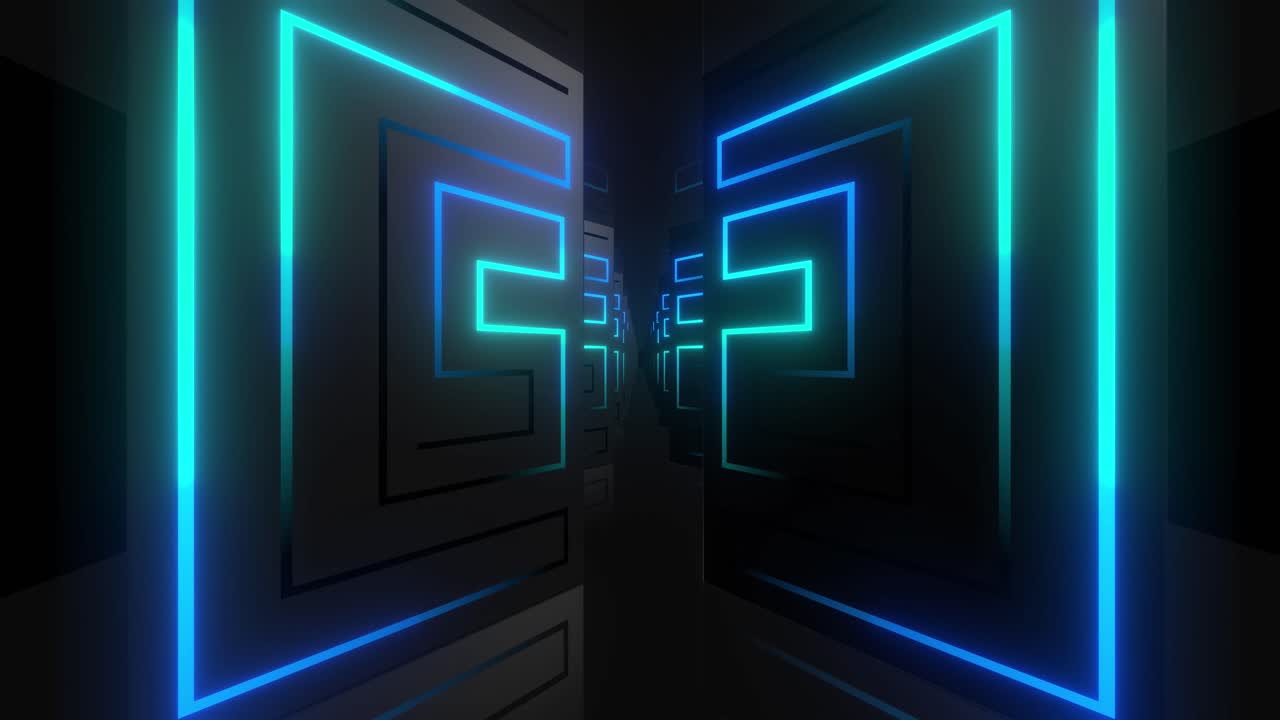 Abstract Futuristic Tunnel with Neon Light
