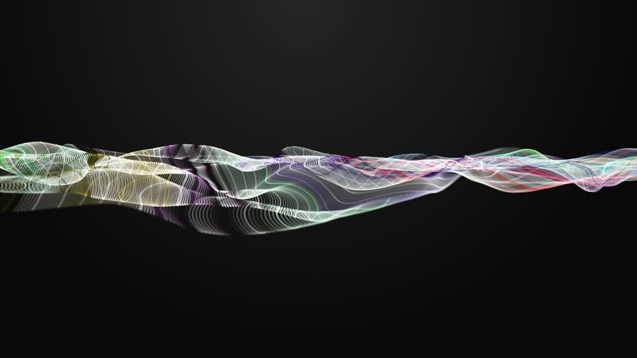 천천히 움직이는 입자 파동 물체와 텍스트를위한 공간, 4096x2304 루프 4k