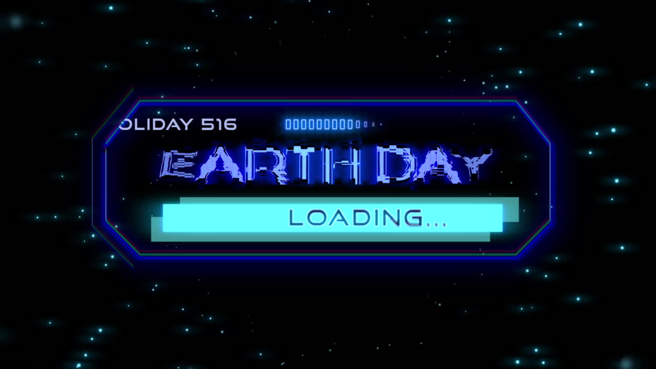 은하계의 hud 요소가 있는 디지털 화면의 지구의 날