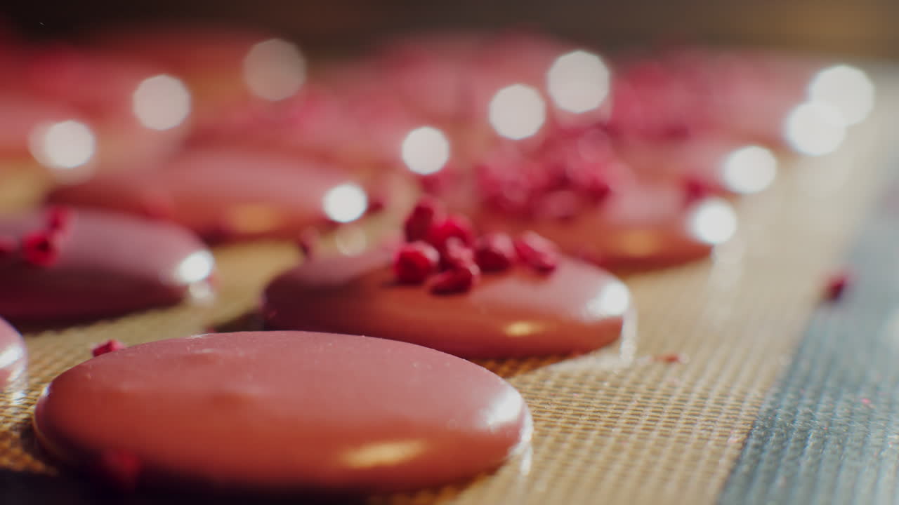 Preparing Pink Raspberry Macarons